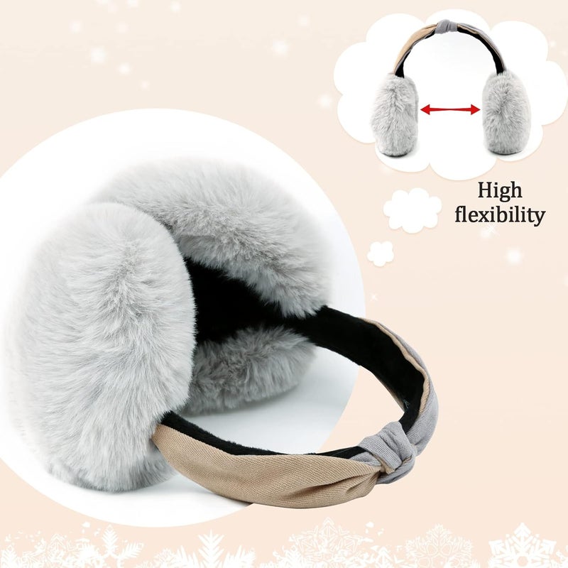 FSTEOE Women Winter Ear Muffs Foldable Girl Ear Warmer Fashion Furry Earmuff Soft Ear Cover Cold Weather - Image 3